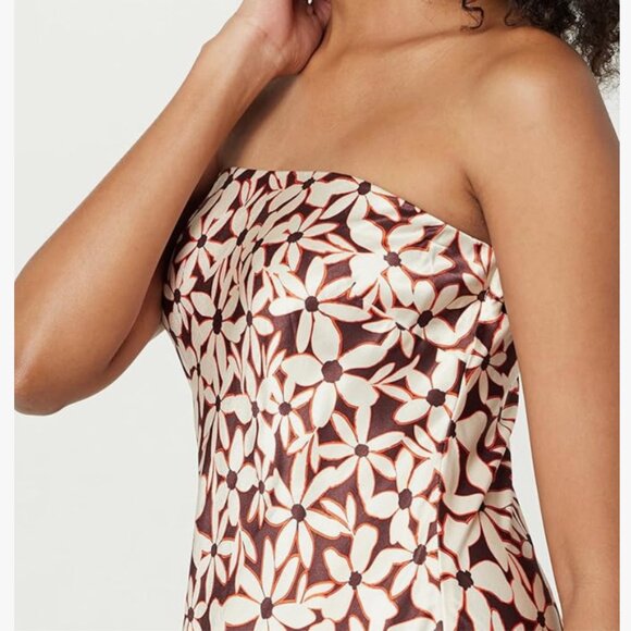 NWT The Drop Women's Danica Strapless Midi Dress, Chocolate Daisy Print, XS - Picture 4 of 6